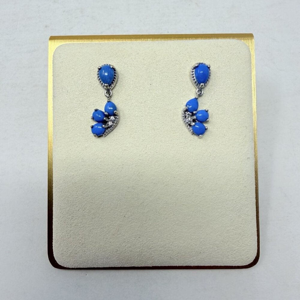 Shop LC Ceruleite/Cambodian Zircon Sterling Silver Butterfly Drop Earrings‎ 5472